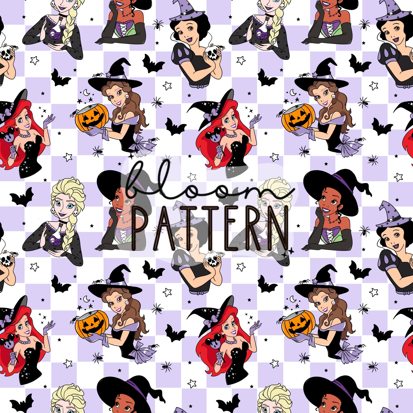 Magical Halloween Princess Seamless Pattern