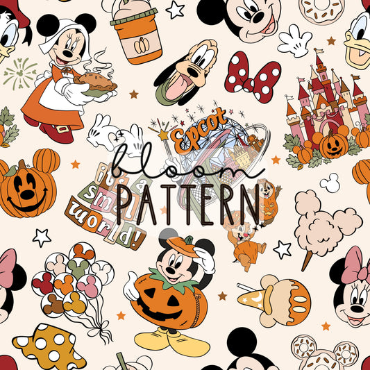 Autumn Magical Park Seamless Pattern