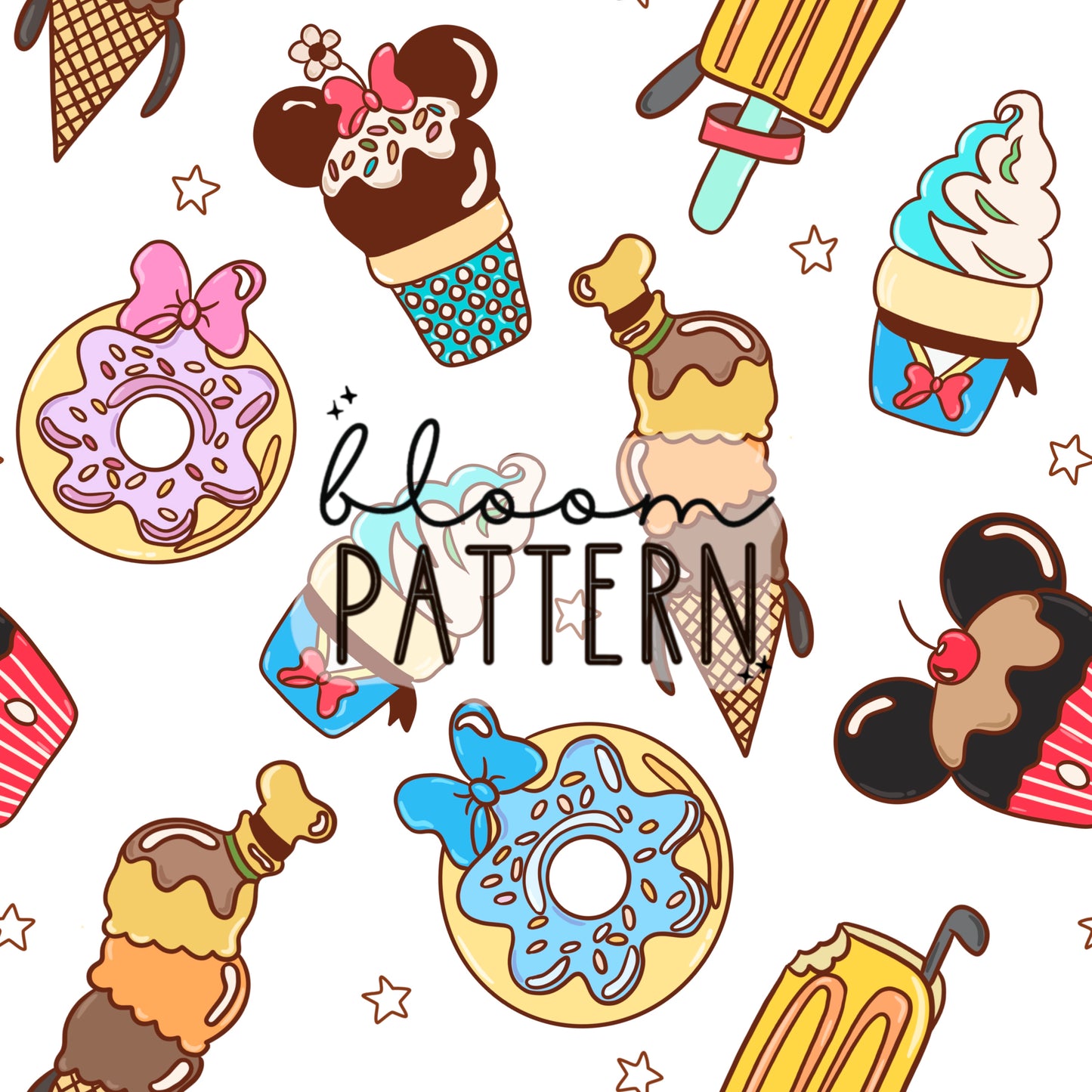 Ice Cream Magical Mouse Seamless Pattern