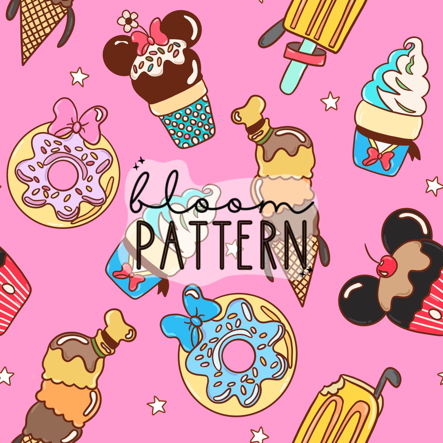 Ice Cream Magical Mouse Seamless Pattern