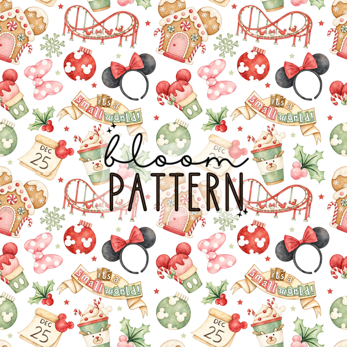 Watercolor Christmas Trip Seamless Pattern