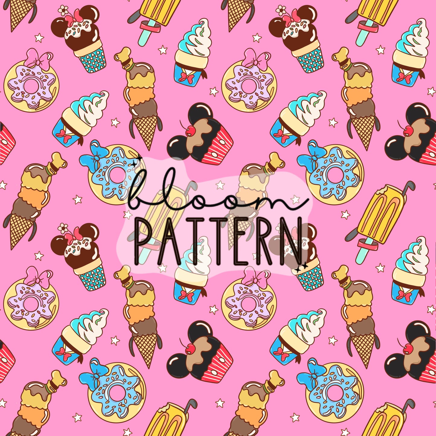 Ice Cream Magical Mouse Seamless Pattern