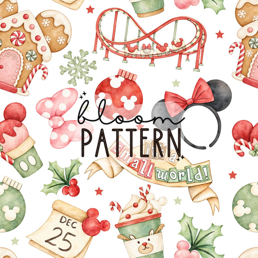 Watercolor Christmas Trip Seamless Pattern