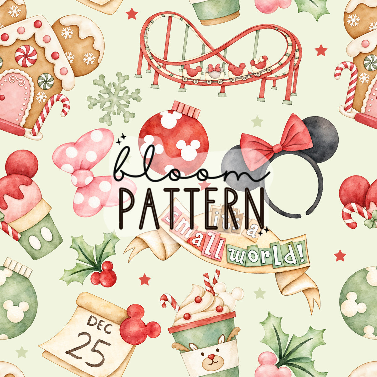 Watercolor Christmas Trip Seamless Pattern