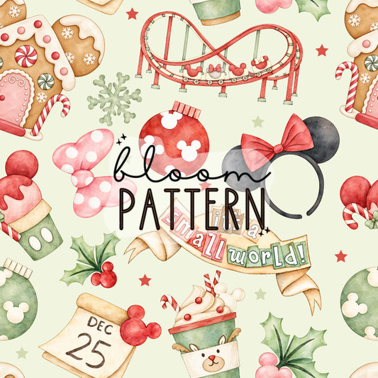 Watercolor Christmas Trip Seamless Pattern