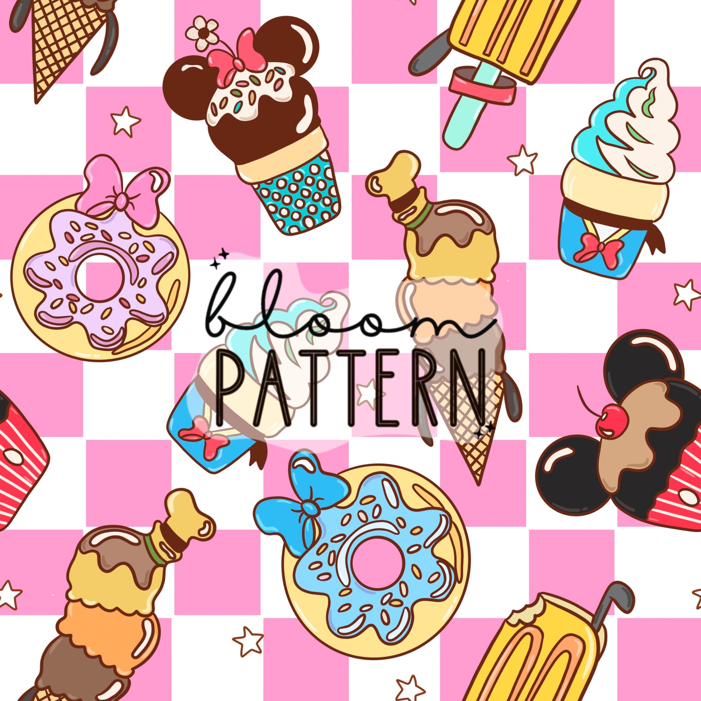 Ice Cream Magical Mouse Seamless Pattern