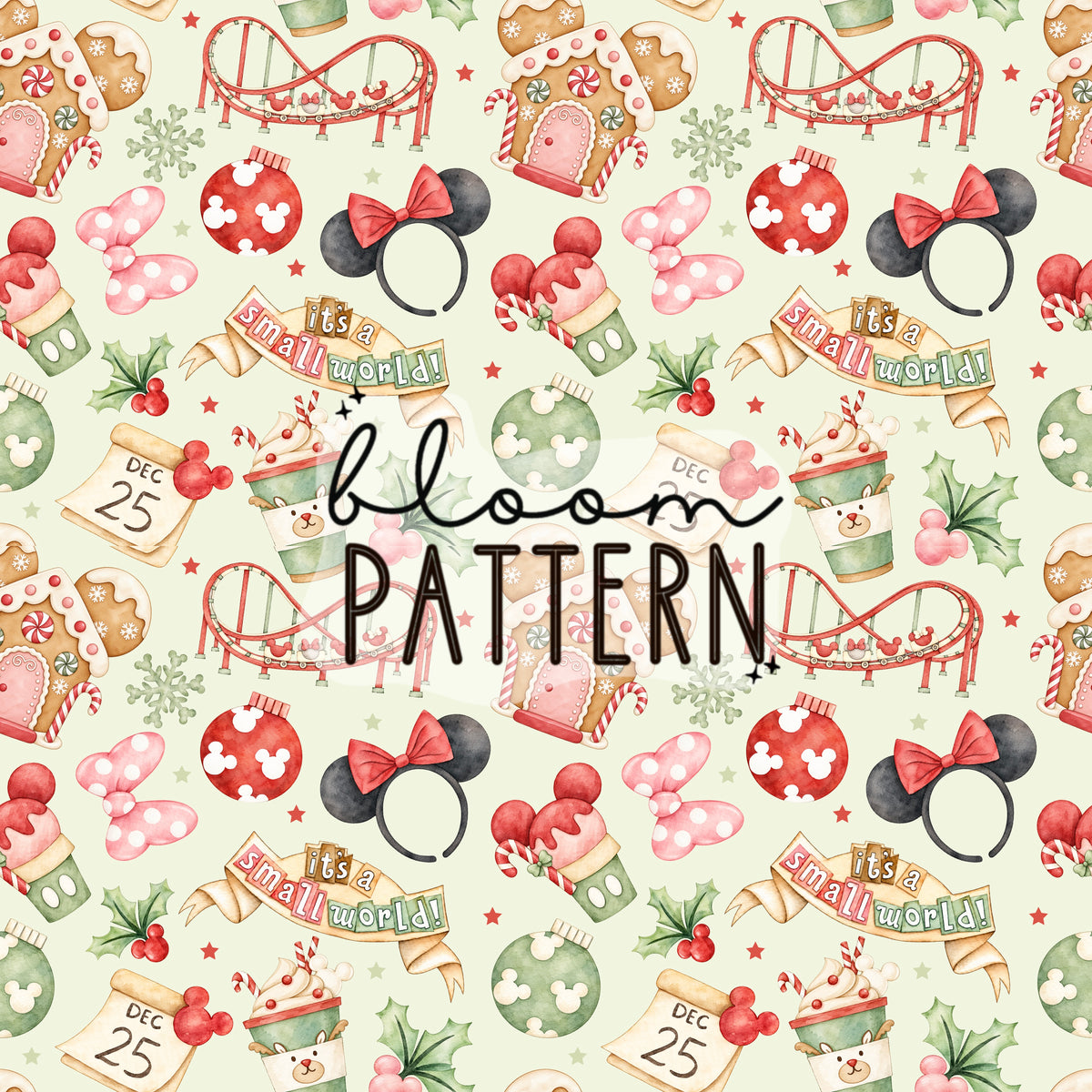 Watercolor Christmas Trip Seamless Pattern