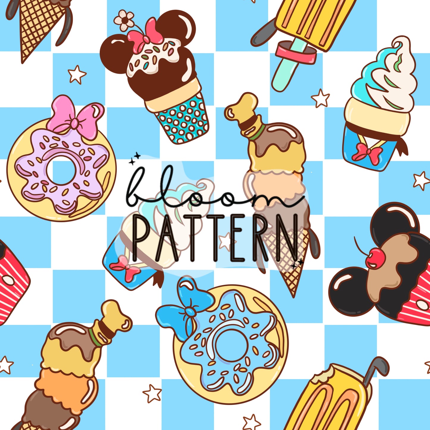 Ice Cream Magical Mouse Seamless Pattern