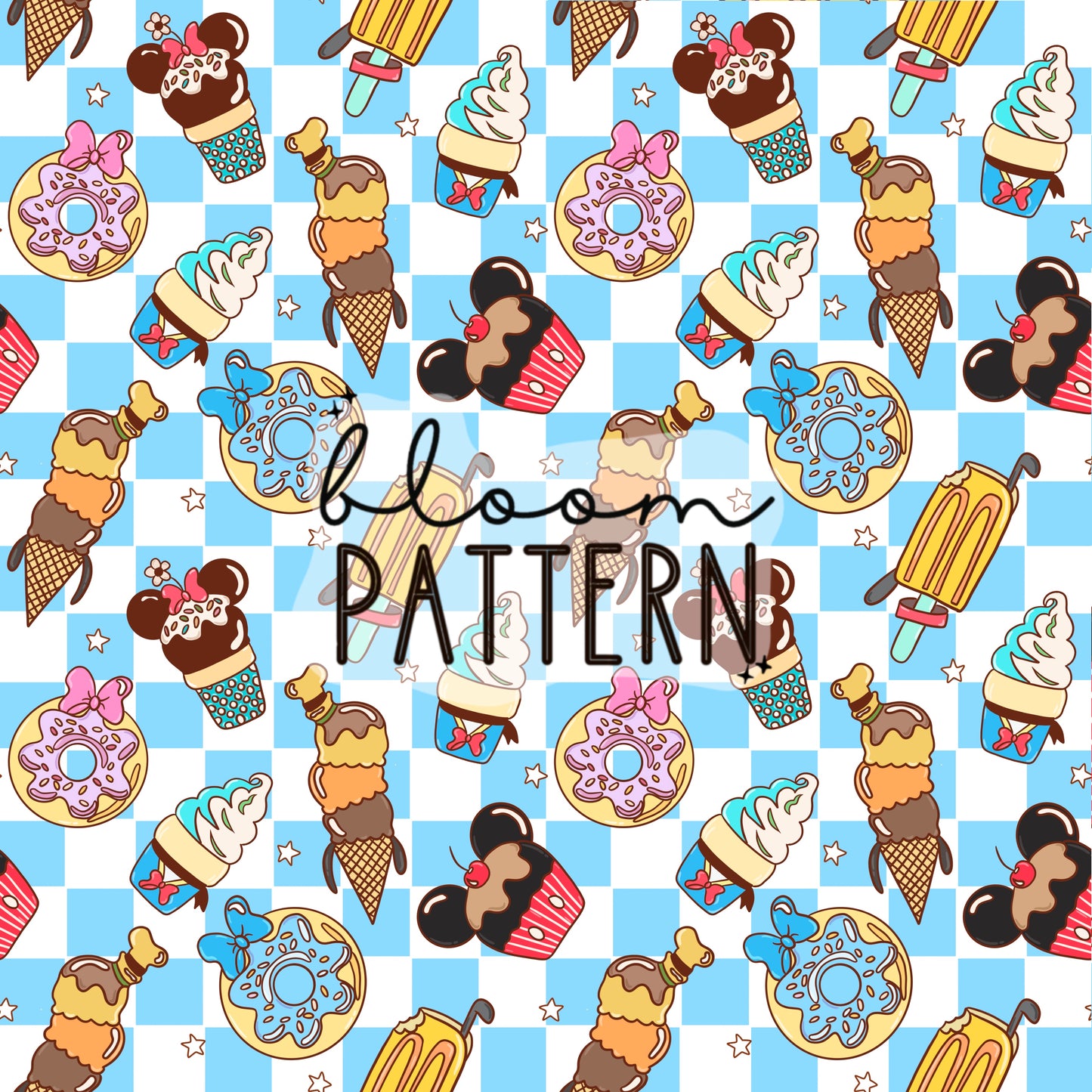 Ice Cream Magical Mouse Seamless Pattern