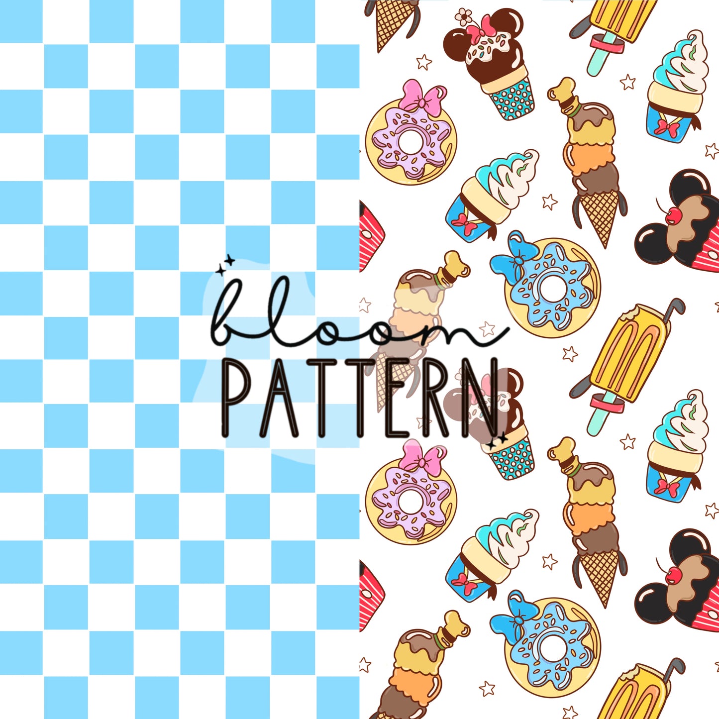 Bundle of 2 Ice Cream Magical Mouse Seamless Pattern