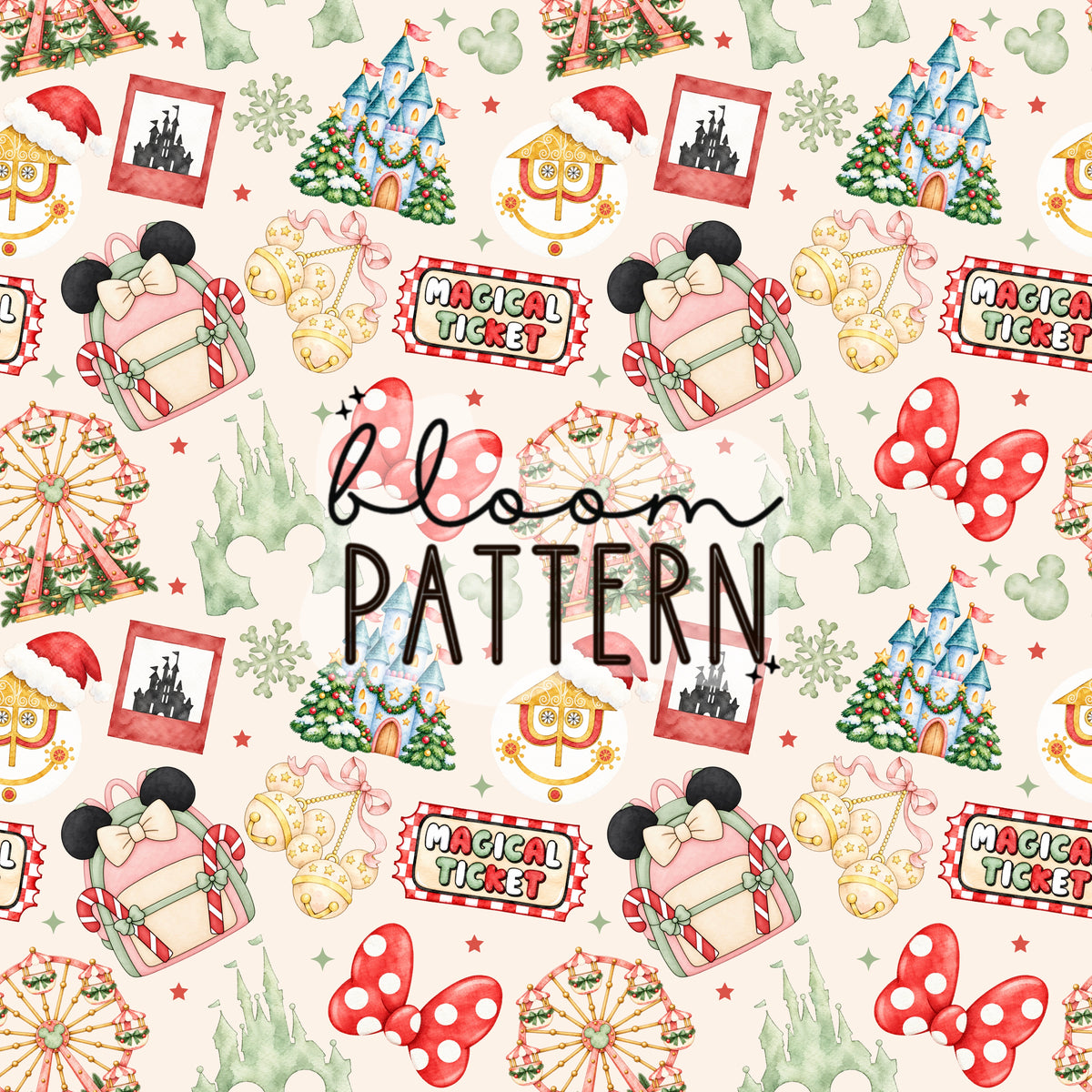 Watercolor Christmas Trip Seamless Pattern