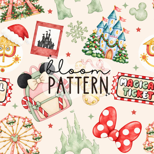 Watercolor Christmas Trip Seamless Pattern