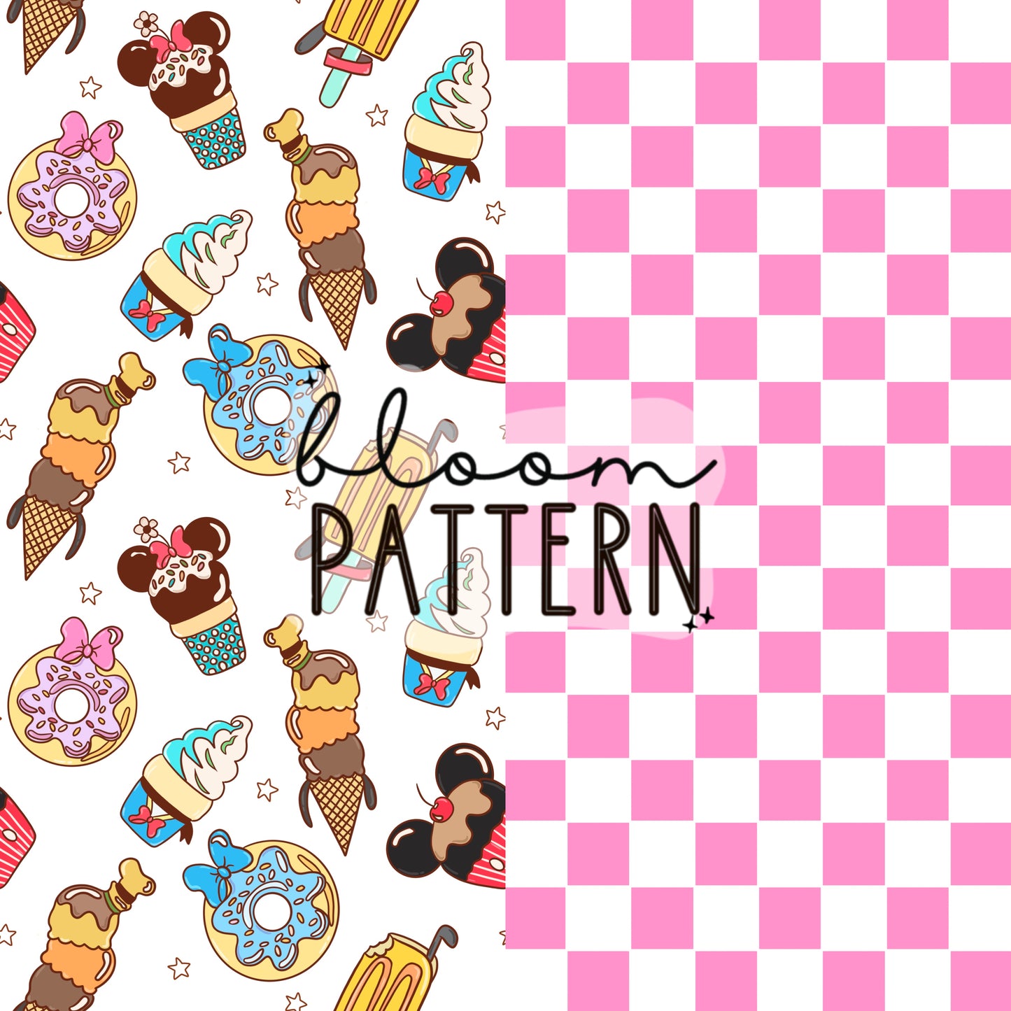 Bundle of 2 Ice Cream Magical Mouse Seamless Pattern