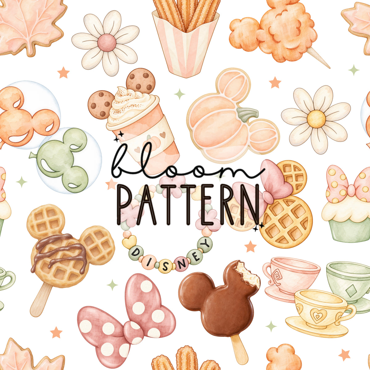 Watercolor Autumn Magical Park Seamless Pattern