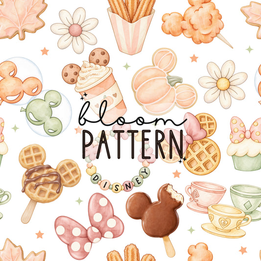Watercolor Autumn Magical Park Seamless Pattern