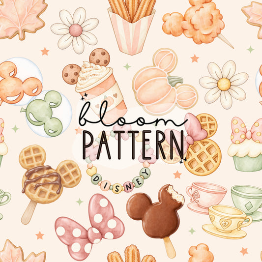 Watercolor Autumn Magical Park Seamless Pattern