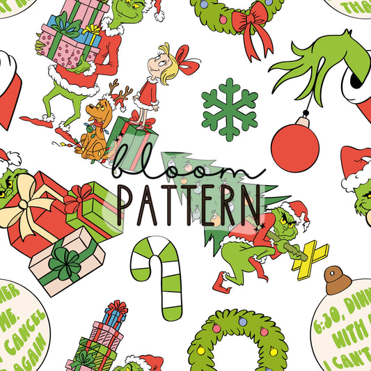 Grinch Christmas Seamless Pattern
