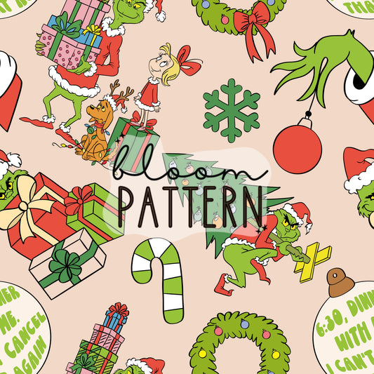 Grinch Christmas Seamless Pattern