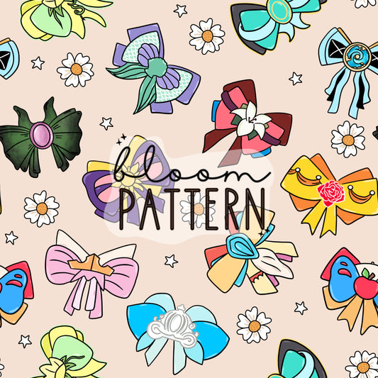 Magical Bow Princess Seamless Pattern