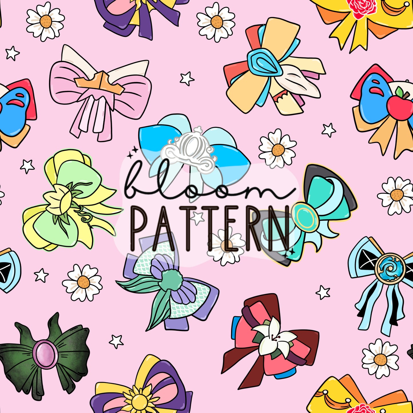 Magical Bow Princess Seamless Pattern