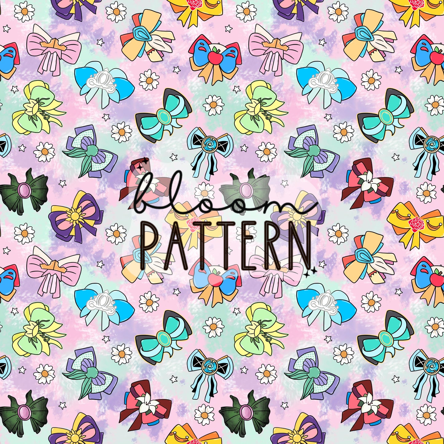 Magical Bow Princess Seamless Pattern