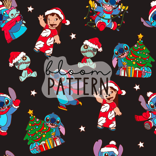 Stitch Christmas Seamless Pattern