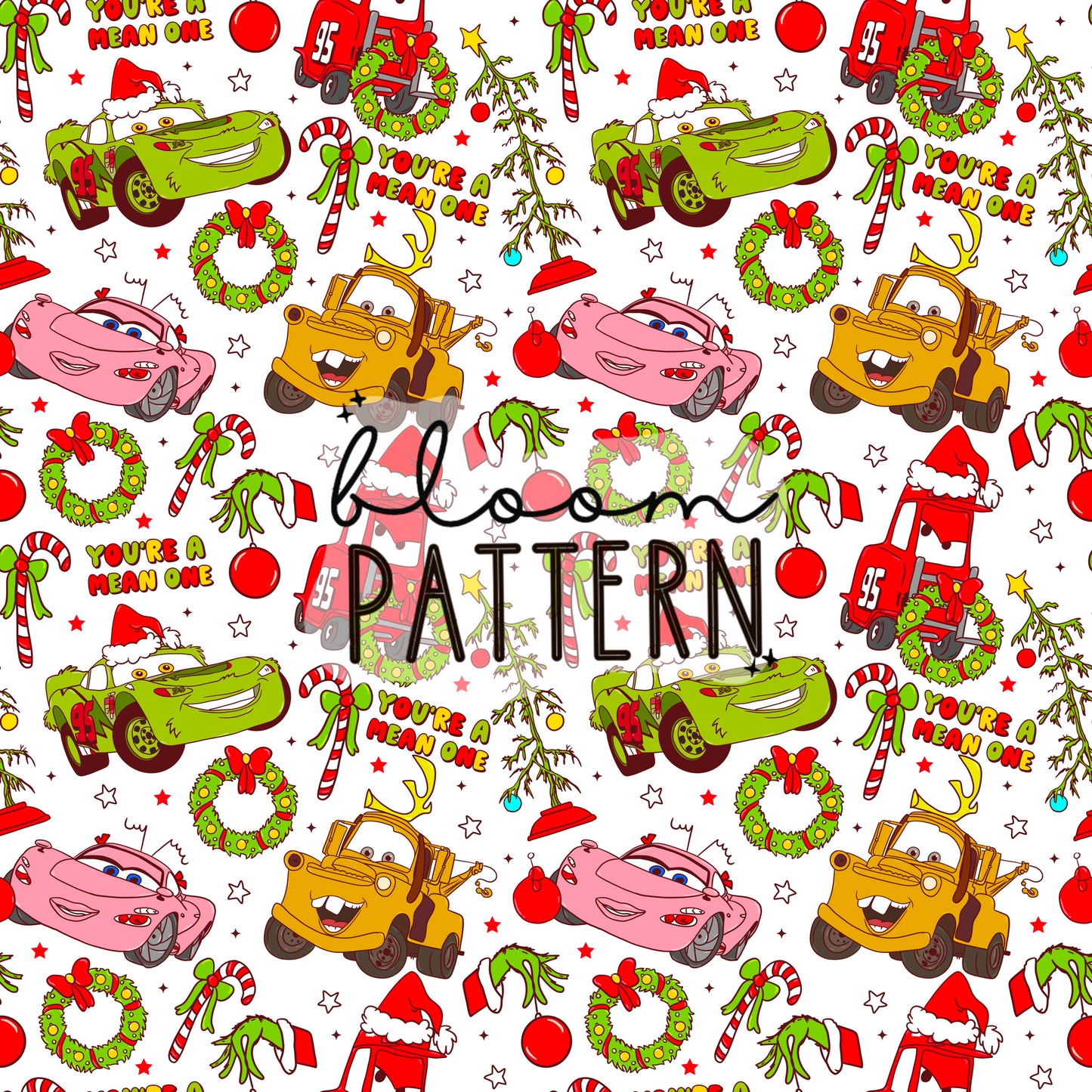 I hate christmas / Cars Christmas Seamless Pattern