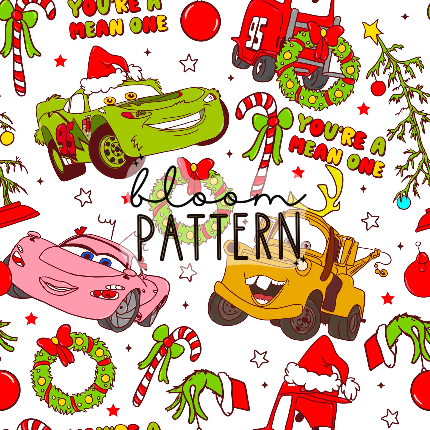 I hate christmas / Cars Christmas Seamless Pattern