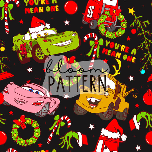 I hate christmas / Cars Christmas Seamless Pattern