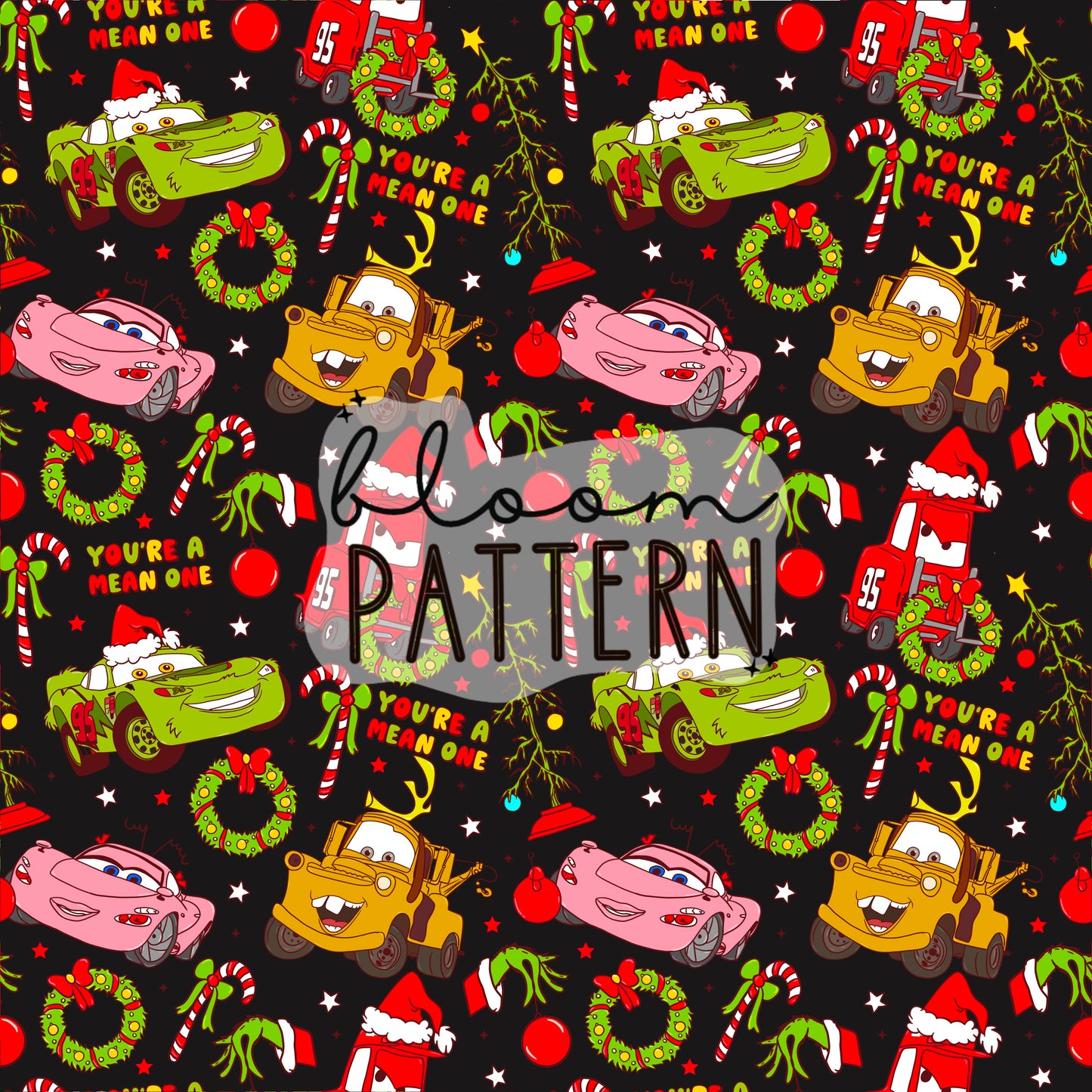 I hate christmas / Cars Christmas Seamless Pattern