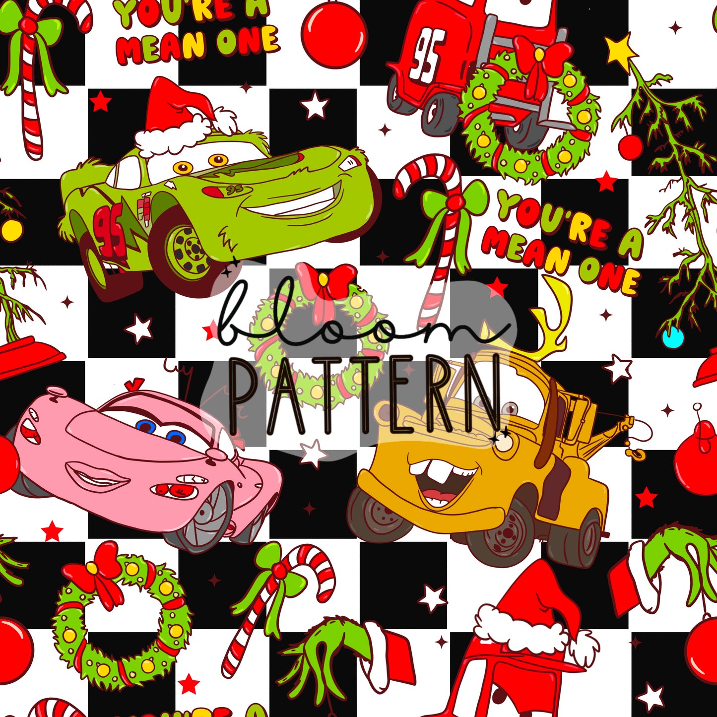 I hate christmas / Cars Christmas Seamless Pattern