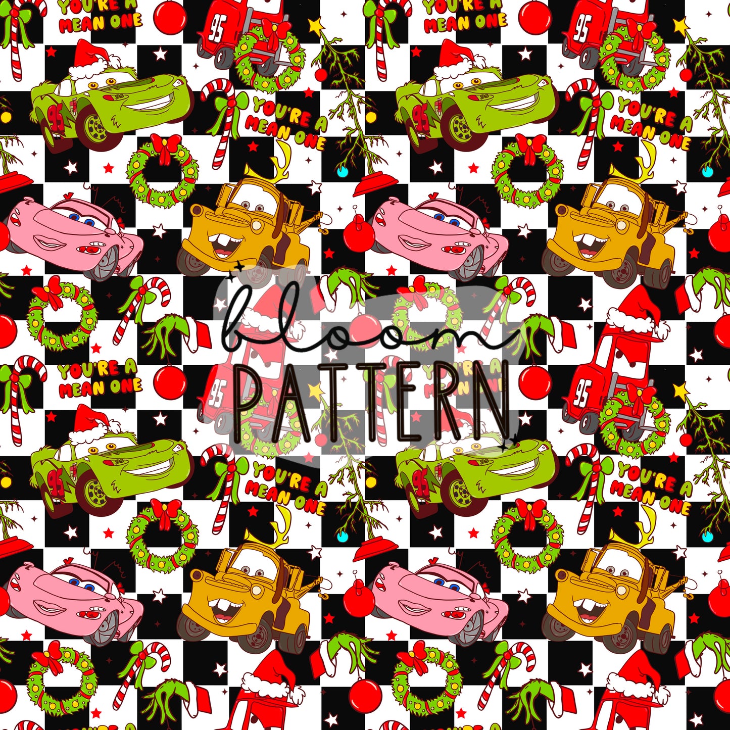 I hate christmas / Cars Christmas Seamless Pattern