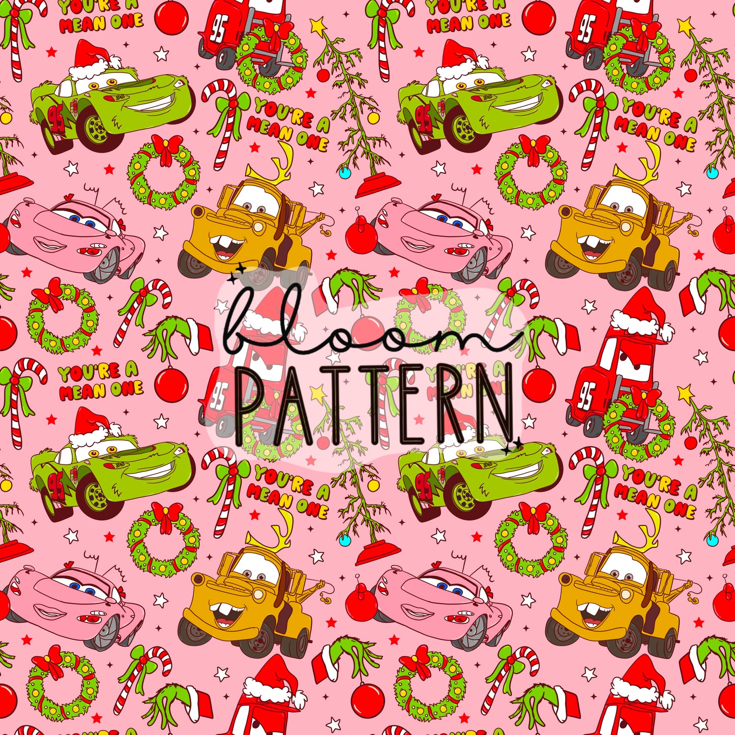 I hate christmas / Cars Christmas Seamless Pattern