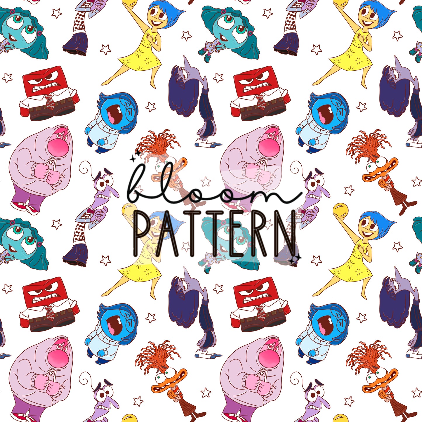 Inside Out 2 Emotions Seamless Pattern