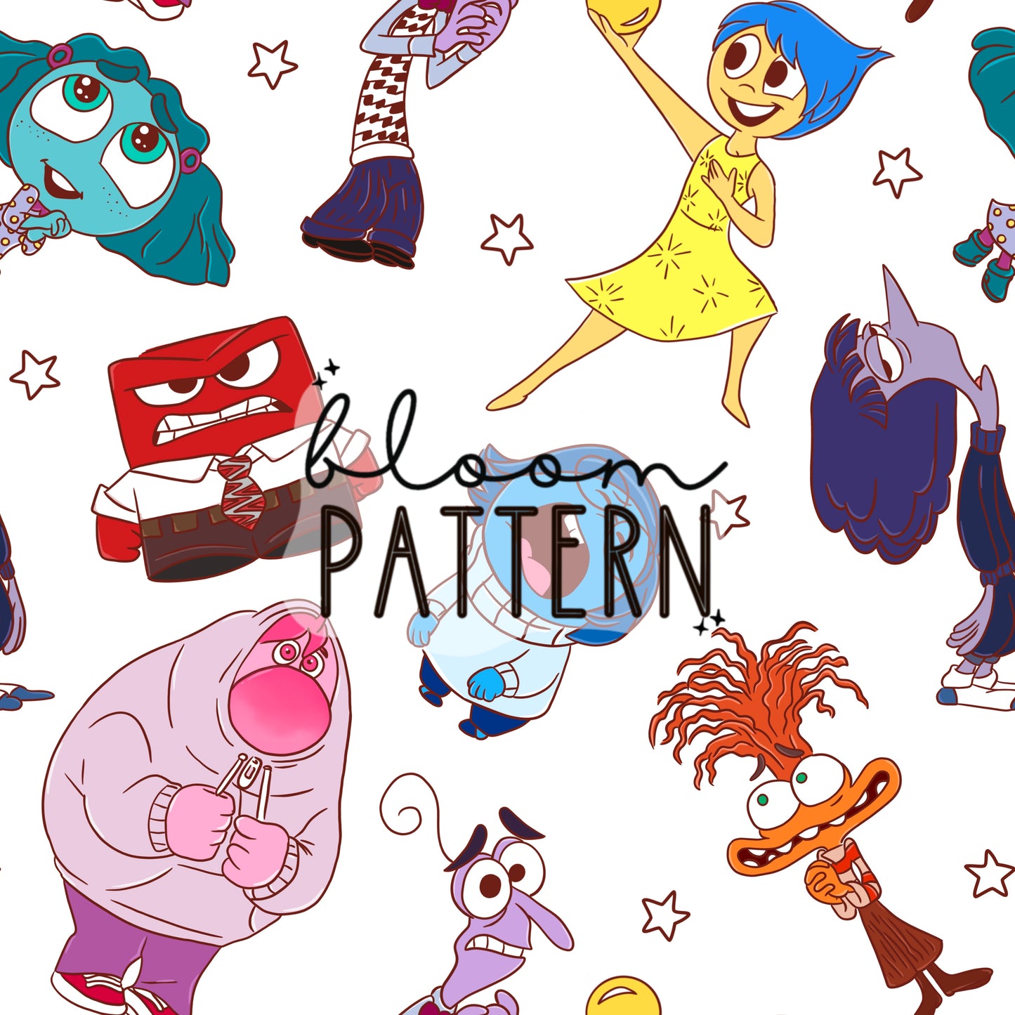 Inside Out 2 Emotions Seamless Pattern