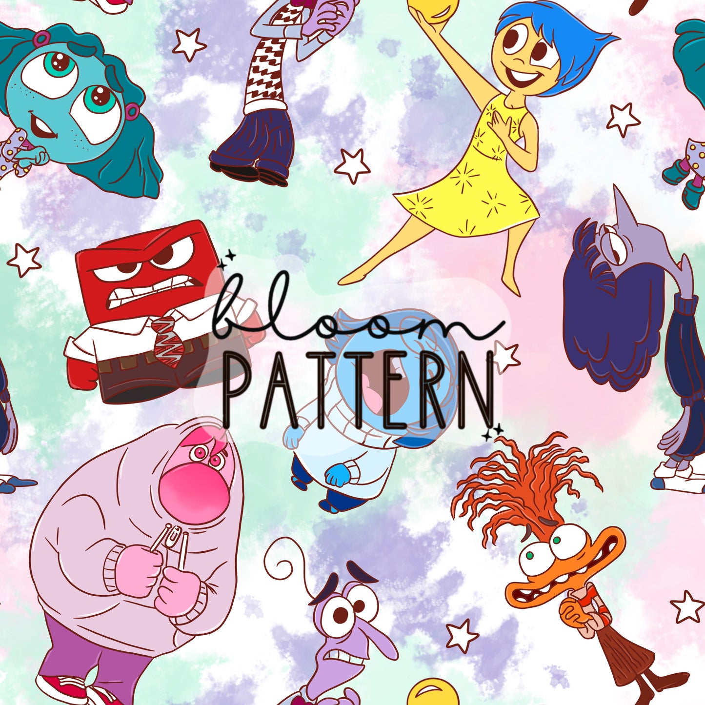 Inside Out 2 Emotions Seamless Pattern