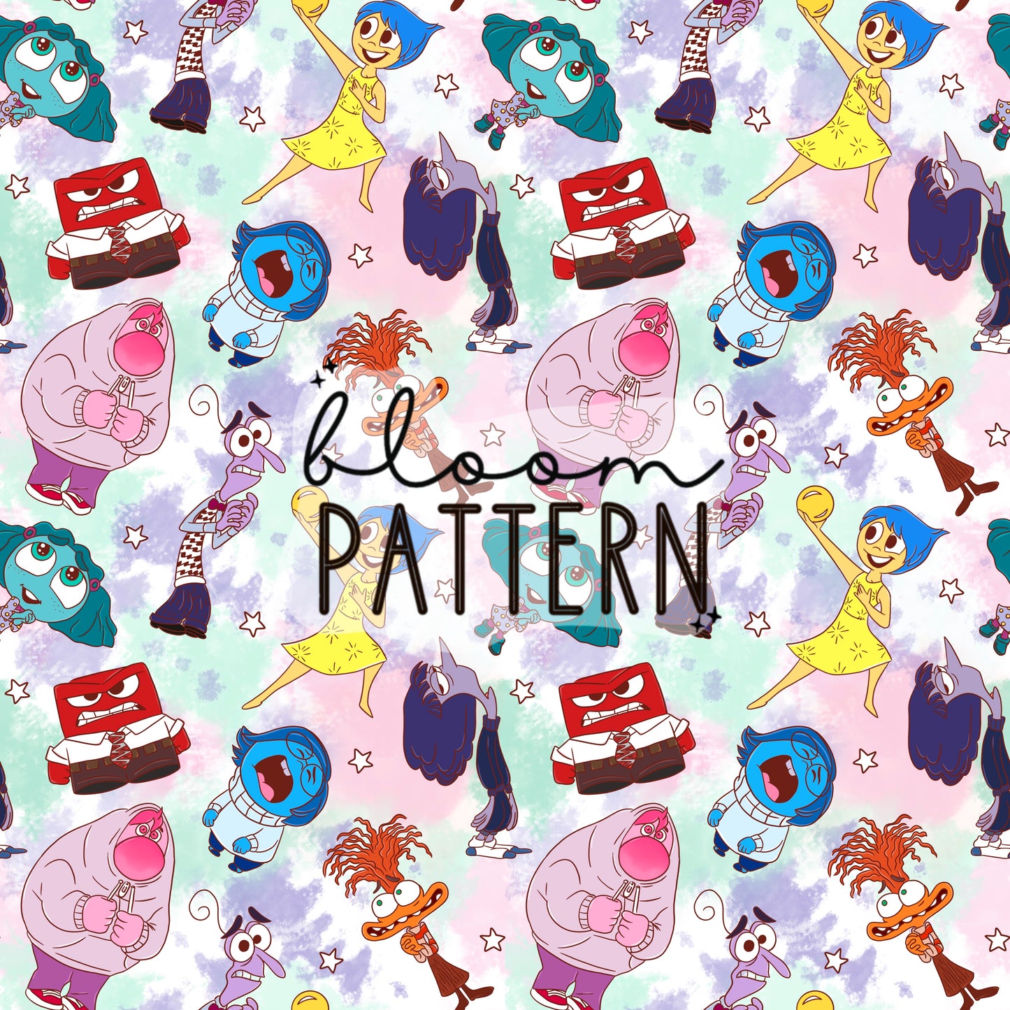 Inside Out 2 Emotions Seamless Pattern