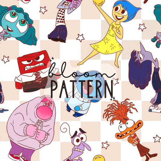 Inside Out 2 Emotions Seamless Pattern