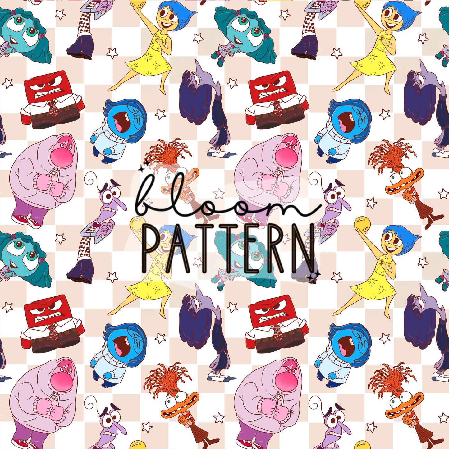 Inside Out 2 Emotions Seamless Pattern