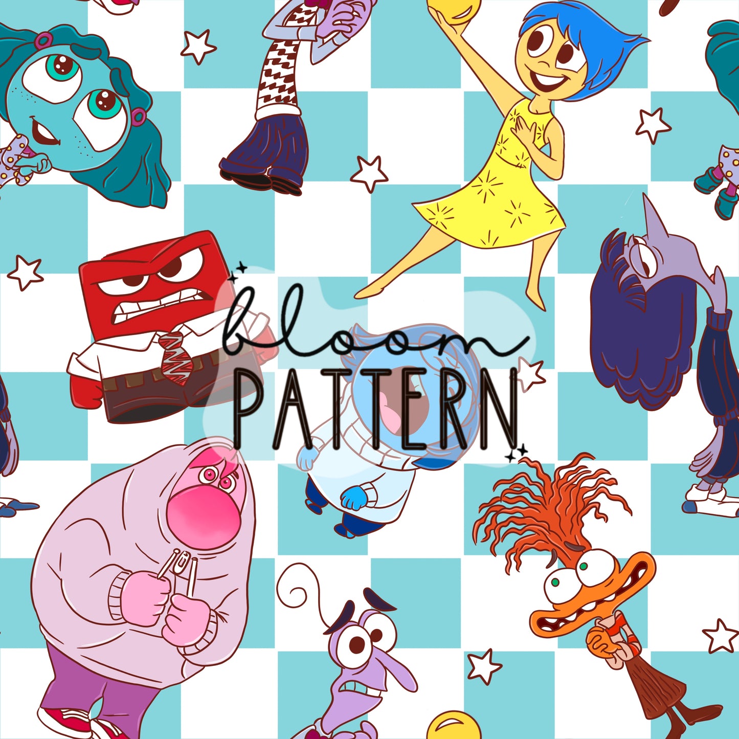 Inside Out 2 Emotions Seamless Pattern