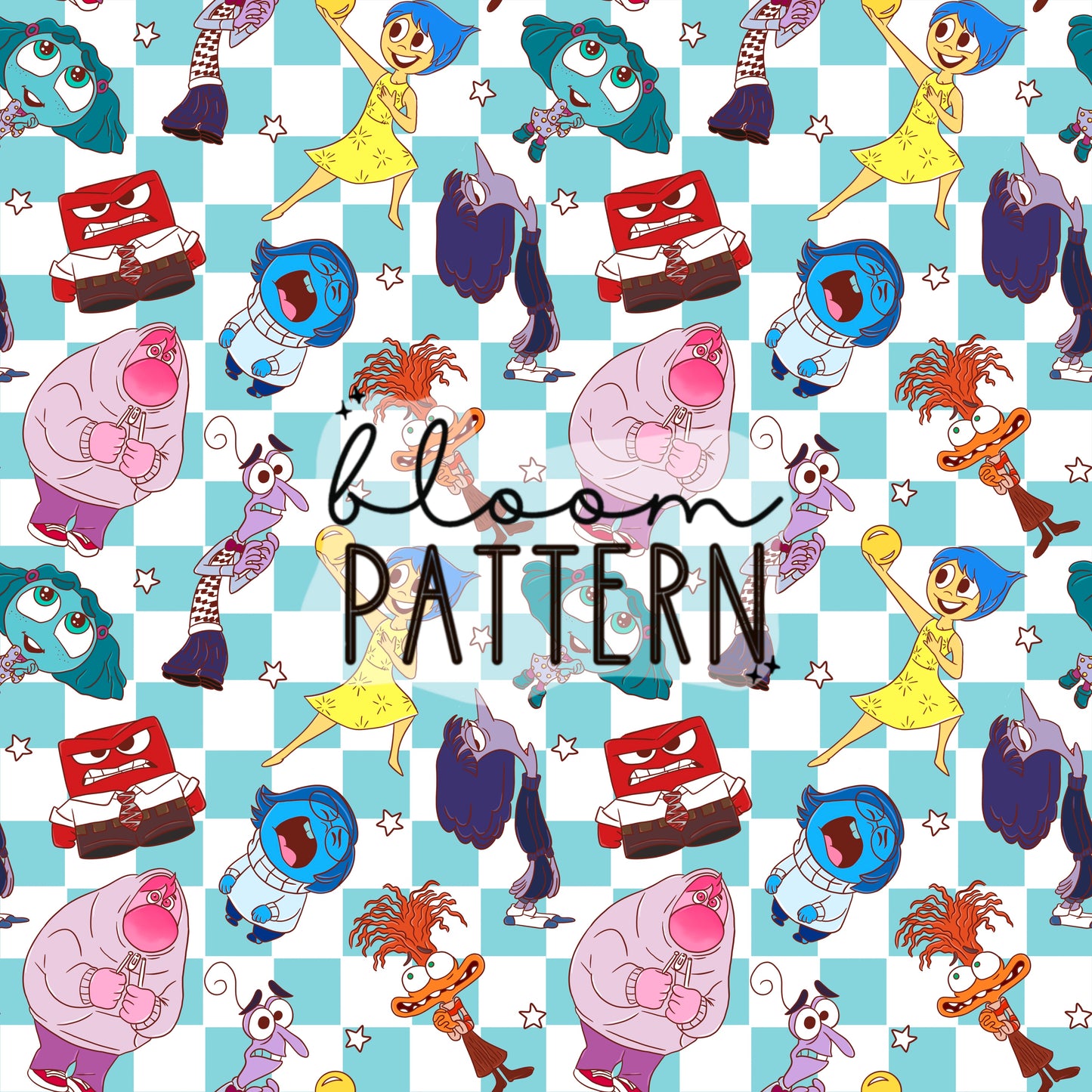 Inside Out 2 Emotions Seamless Pattern