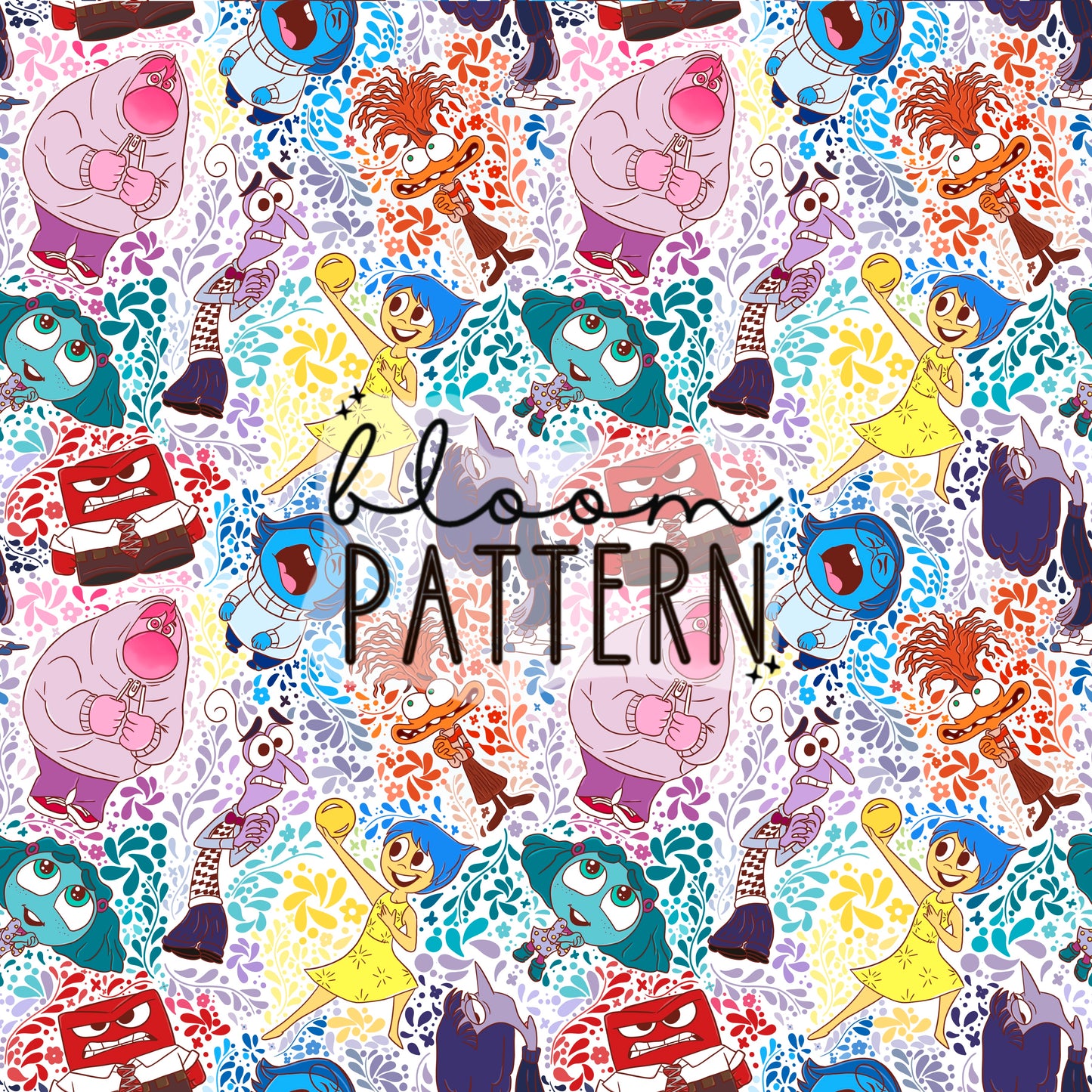 Inside Out 2 Emotions Seamless Pattern