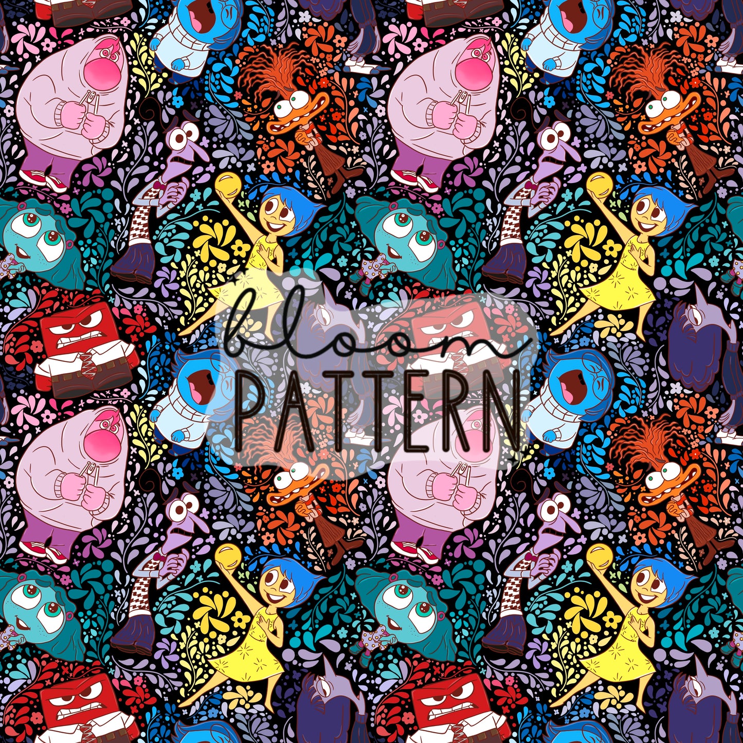 Inside Out 2 Emotions Seamless Pattern