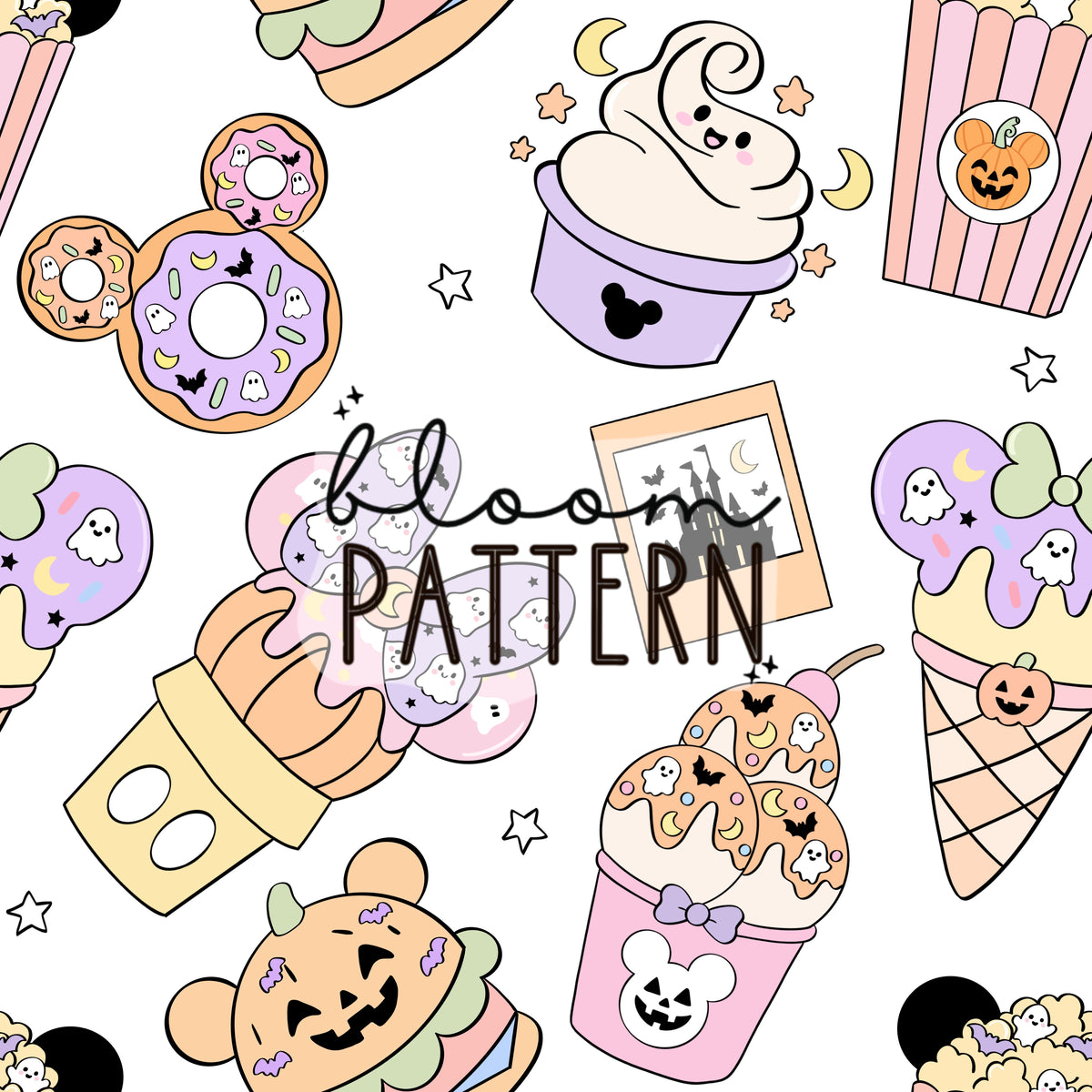 Halloween Magical Park Seamless Pattern