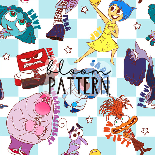 Inside Out 2 Emotions Seamless Pattern