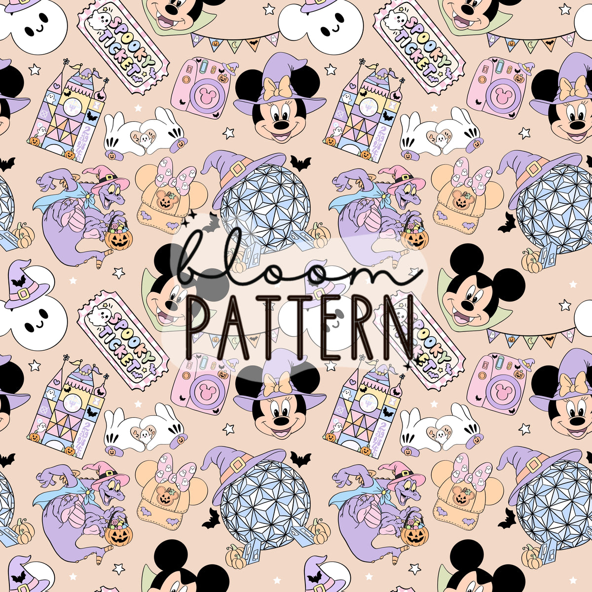 Halloween Magical Park Seamless Pattern