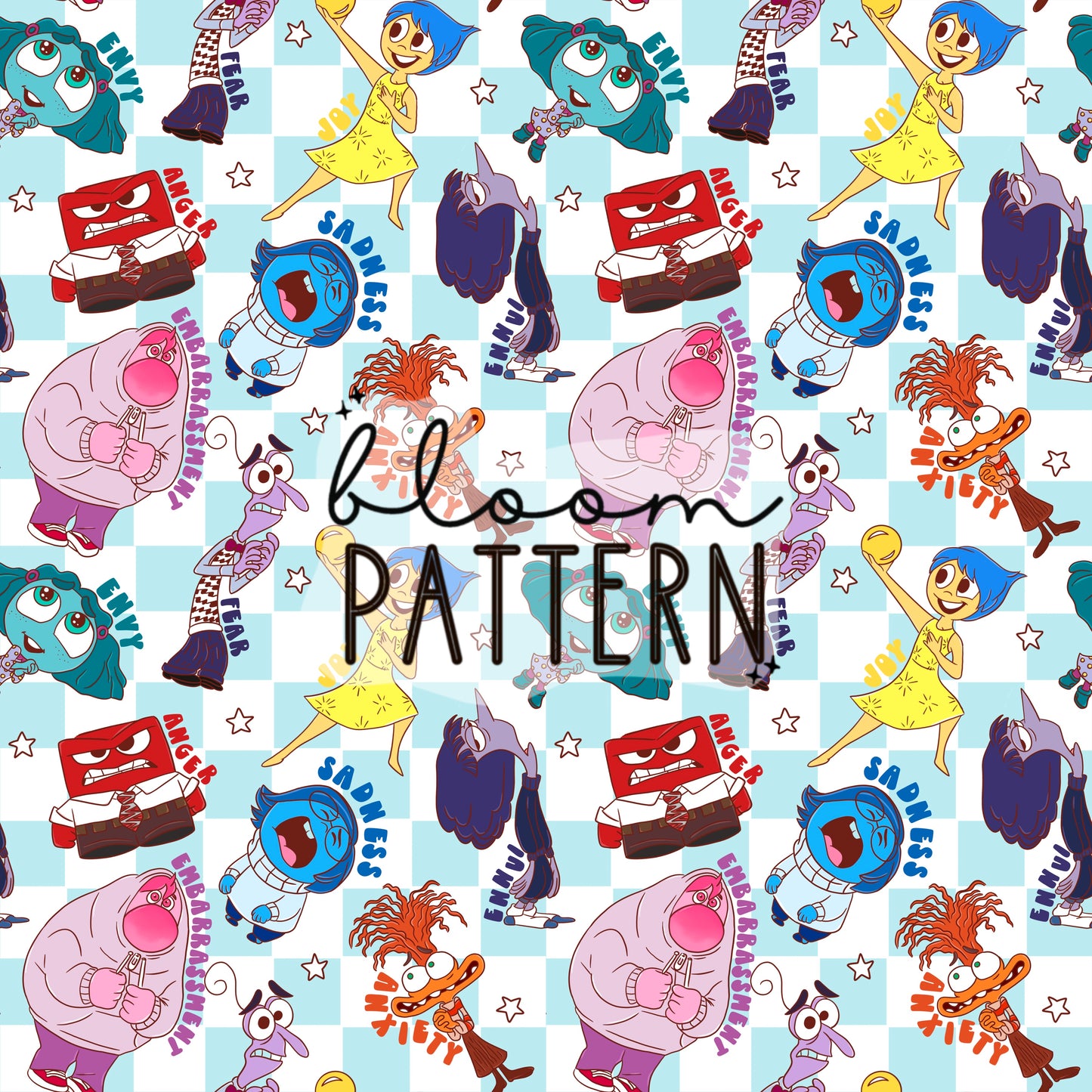 Inside Out 2 Emotions Seamless Pattern