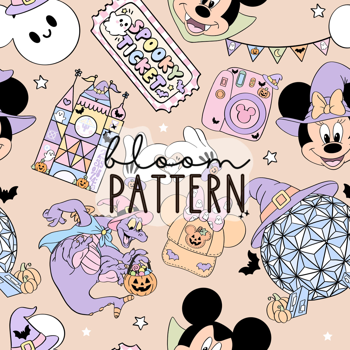 Halloween Magical Park Seamless Pattern