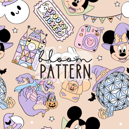 Halloween Magical Park Seamless Pattern