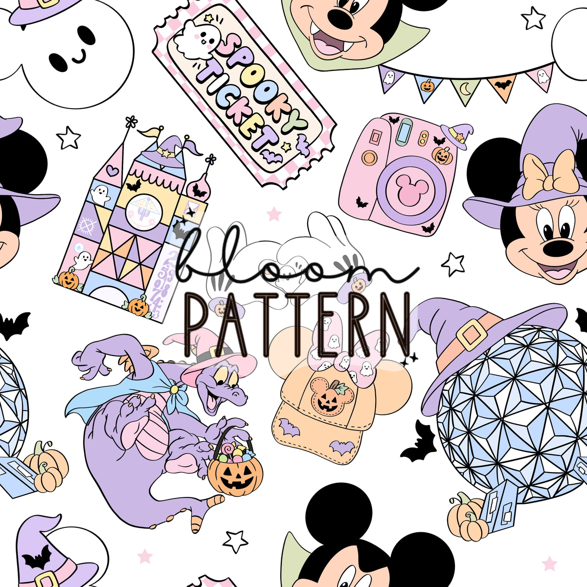 Halloween Magical Park Seamless Pattern